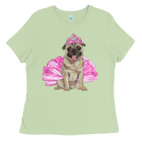 Matcha balerina pug with tutu Ladies Tee - RanaPortraitStore
