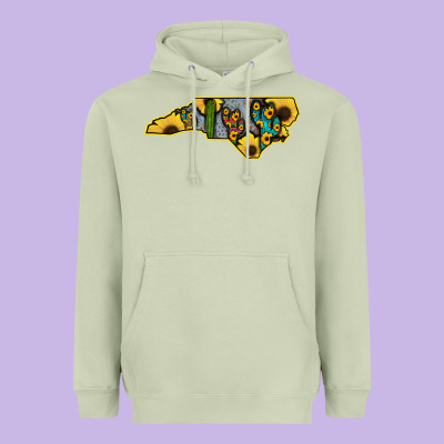 Western North Carolina Map Sunflower Heavyweight Hoodie Designed By Bettercallsaul