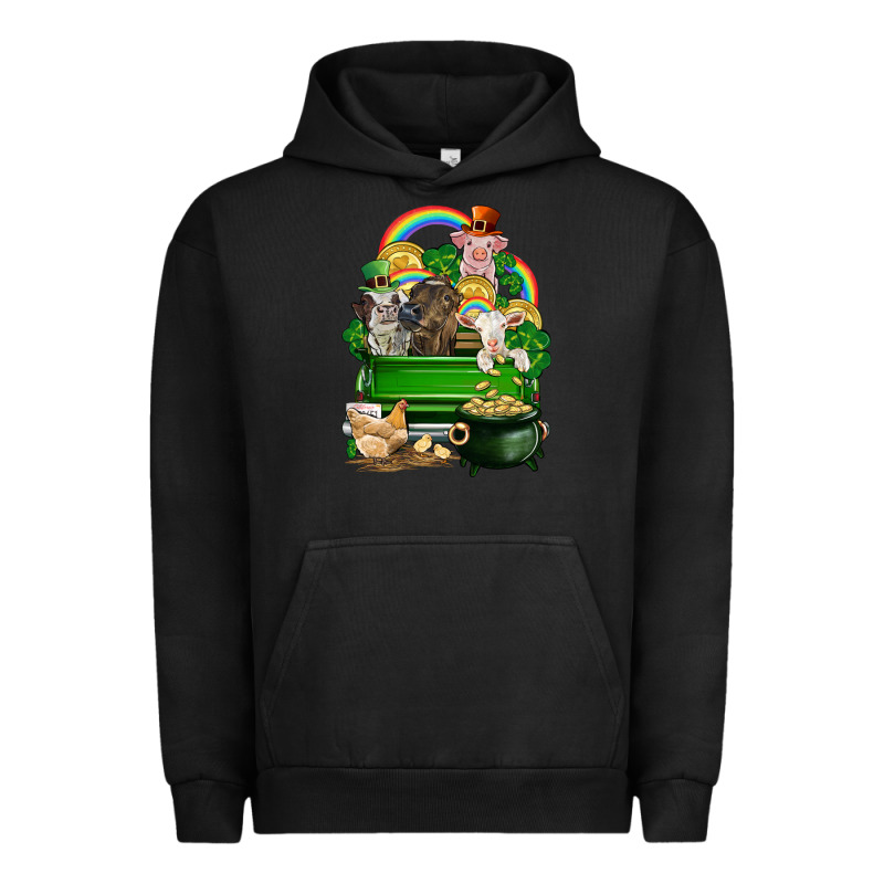 St. Patrick's Day Animal Truck Urban Hoodie by CowGirlArtShop | Teevron
