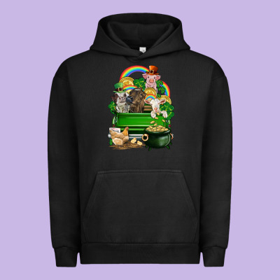 St. Patrick's Day Animal Truck Urban Hoodie Designed By Cowgirlartshop