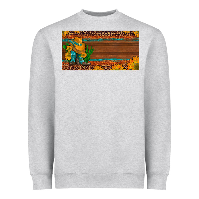 Custom Cowboy Boots Sunflowers And Cactus License Plate Heavyweight Sweatshirt by Artiststas | Teevron
