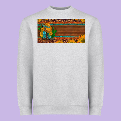 Custom Cowboy Boots Sunflowers And Cactus License Plate Heavyweight Sweatshirt Designed By Artiststas