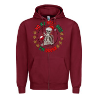 Burgundy ho ho holly shit skeleton santa Zipper Hoodie - MaliasSmallBusiness