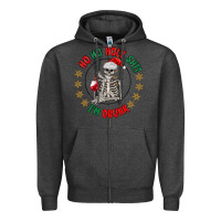 Charcoal Heather ho ho holly shit skeleton santa Zipper Hoodie - MaliasSmallBusiness