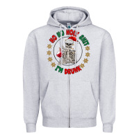 Heather Grey ho ho holly shit skeleton santa Zipper Hoodie - MaliasSmallBusiness