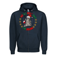 Navy ho ho holly shit skeleton santa Zipper Hoodie - MaliasSmallBusiness
