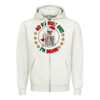 Oatmeal Heather ho ho holly shit skeleton santa Zipper Hoodie - MaliasSmallBusiness