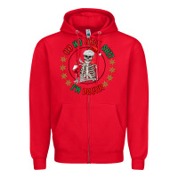 Red ho ho holly shit skeleton santa Zipper Hoodie - MaliasSmallBusiness
