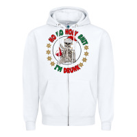 White ho ho holly shit skeleton santa Zipper Hoodie - MaliasSmallBusiness