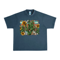 Midnight Navy serape sunflowers cactus Urban Heavy Tee - AdoDesignShop