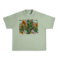 Oil Green serape sunflowers cactus Urban Heavy Tee - AdoDesignShop