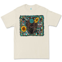 Bone american bison wıth sunflower and gemstone Premium Tee - RanaPortraitStore