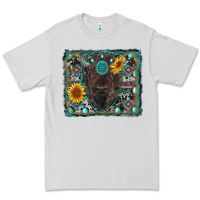 Dove Grey american bison wıth sunflower and gemstone Premium Tee - RanaPortraitStore