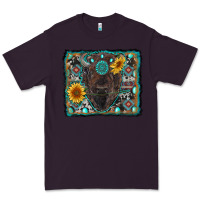 Plum american bison wıth sunflower and gemstone Premium Tee - RanaPortraitStore
