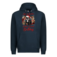 Navy christmas life is better with a french bulldog Premium Hoodie - JahusDesignShop