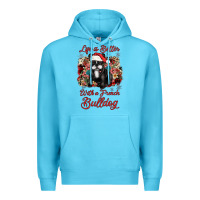 Ocean Blue christmas life is better with a french bulldog Premium Hoodie - JahusDesignShop