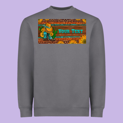 Preview Custom Cowboy Boots Sunflowers And Cactus License Plate Heavyweight Sweatshirt Designed By Artiststas