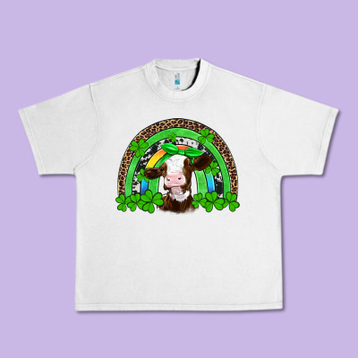 St Patricks Cow Rainbow Urban Heavy Tee Designed By Artiststas
