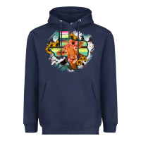 Navy Western Texas Flag Cow Portrarit Heavyweight Hoodie - Bettercallsaul