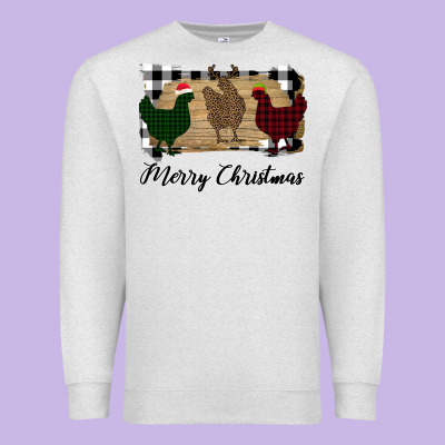 Merry Christmas Chickens Premium Sweatshirt Designed By Bettercallsaul