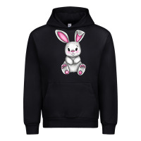 Black Cute bunny Easter Urban Hoodie - CowGirlArtShop