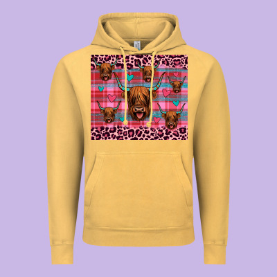Highland Cow Valentines Vintage Hoodie Designed By Jahusdesignshop