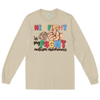 Mushroom his fight is my fight autism awareness Long Sleeve Tee - MaliasSmallBusiness