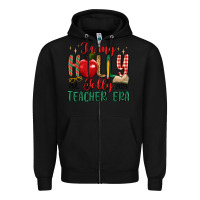 Black in my holly jolly teacher era Zipper Hoodie - MaliasSmallBusiness