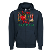 Navy in my holly jolly teacher era Zipper Hoodie - MaliasSmallBusiness