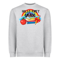Heather Grey back to school hello first grade 3200x2400 Heavyweight Sweatshirt - AdoDesignShop