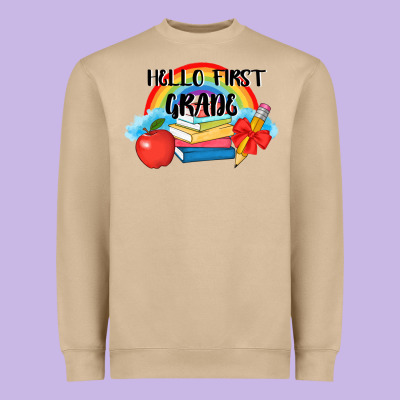 Back To School Hello First Grade 3200x2400 Heavyweight Sweatshirt Designed By Adodesignshop