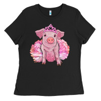 Black balerina pig with tutu Ladies Tee - RanaPortraitStore