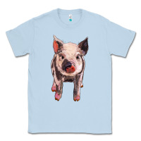 Dusty Blue pig Classic Tee - BarkalooDesign