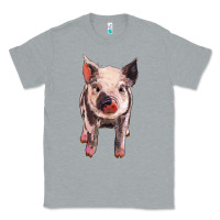 Heather Grey pig Classic Tee - BarkalooDesign