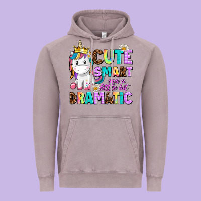 Cute Smart And A Little Bit Dramatic Unicorn Vintage Hoodie Designed By Adodesignshop