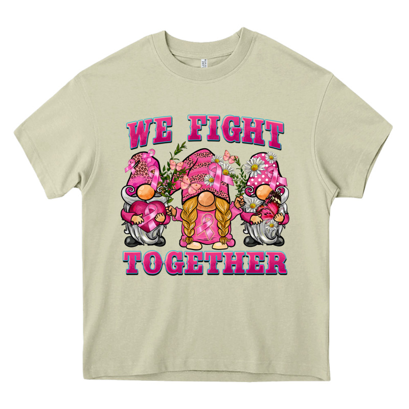 We Fight Together Breast Cancer Gnome Heavy Core Tee by BarkalooDesign | Teevron