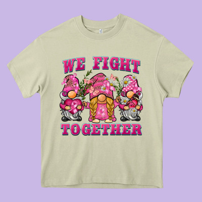 We Fight Together Breast Cancer Gnome Heavy Core Tee Designed By Barkaloodesign