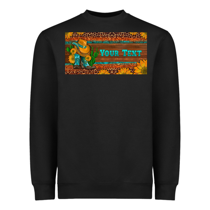 (preview)custom Cowboy Boots Sunflowers And Cactus License Plate Heavyweight Sweatshirt by Artiststas | Teevron