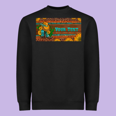 (preview)custom Cowboy Boots Sunflowers And Cactus License Plate Heavyweight Sweatshirt Designed By Artiststas