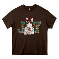 Chocolate Brown Christmas joy bull terrier Heavy Core Tee - RanaPortraitStore