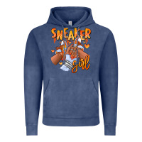 Vintage Denim orange galaxy sneaker girl afro woman Vintage Hoodie - RanaPortraitStore