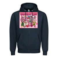 Navy 3d retro pink christmas vibes Zipper Hoodie - MaliasSmallBusiness