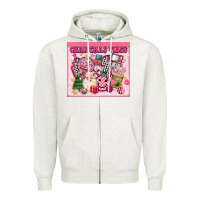 Oatmeal Heather 3d retro pink christmas vibes Zipper Hoodie - MaliasSmallBusiness