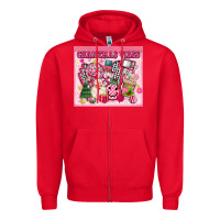 Red 3d retro pink christmas vibes Zipper Hoodie - MaliasSmallBusiness