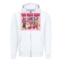 White 3d retro pink christmas vibes Zipper Hoodie - MaliasSmallBusiness