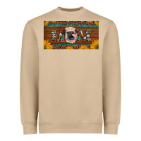 Mushroom western heifer mom with sunflowers and turquoise license plate Heavyweight Sweatshirt - Artiststas