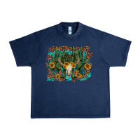 Navy leopard bull skull cactus sunflowers Urban Heavy Tee - AdoDesignShop