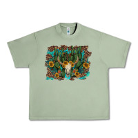 Oil Green leopard bull skull cactus sunflowers Urban Heavy Tee - AdoDesignShop