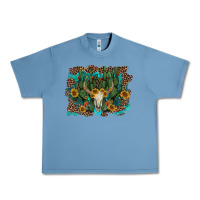 Pebble Blue leopard bull skull cactus sunflowers Urban Heavy Tee - AdoDesignShop