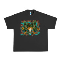 Pigment Black leopard bull skull cactus sunflowers Urban Heavy Tee - AdoDesignShop